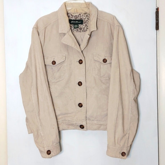 Eddie Bauer Jackets & Blazers - Vintage Eddie Bauer denim/jean jacket, stretch, tan, size XL
